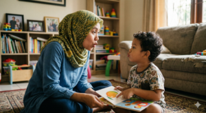 anak belajar bicara dengan orang tua