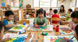 kegiatan kreatif anak melukis